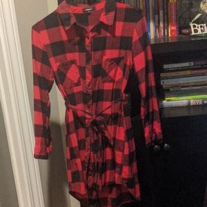 Buffalo plaid tunic with high low tail